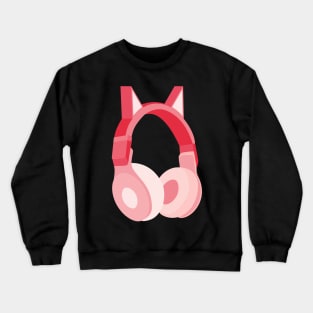 Pink Cat Ear Headphones Crewneck Sweatshirt